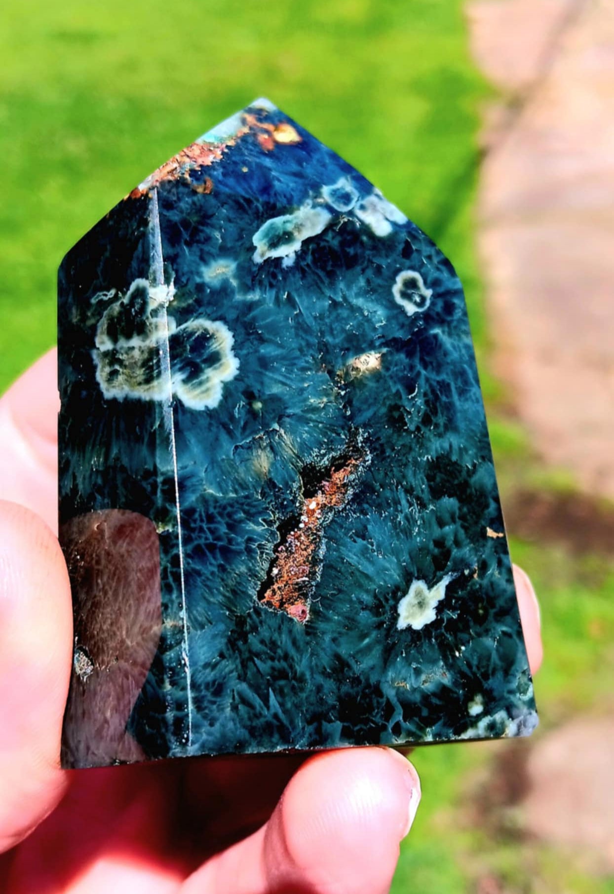 Obelisk: Ocean Jasper (Orbicular) 8th Vein 3 inches