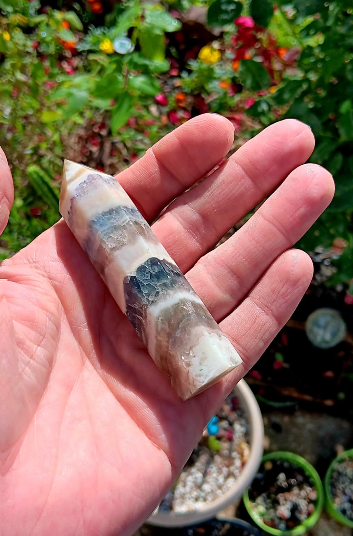 Brand New Obelisk: Banded Fluorite 3.5 Inches