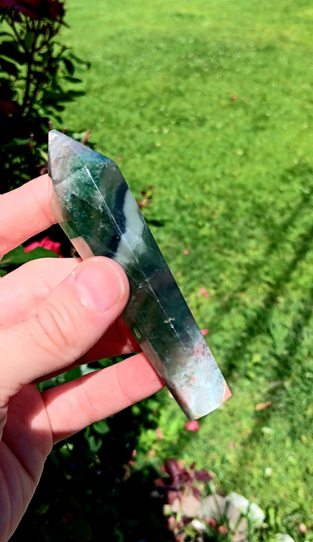 Wand: Rainbow Fluorite Light Green and Purple