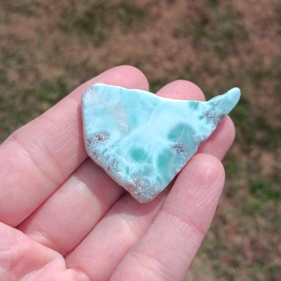 Bundle: 2x Larimar Glossy Polish Slabs 1x Polished Larimar Sphere
