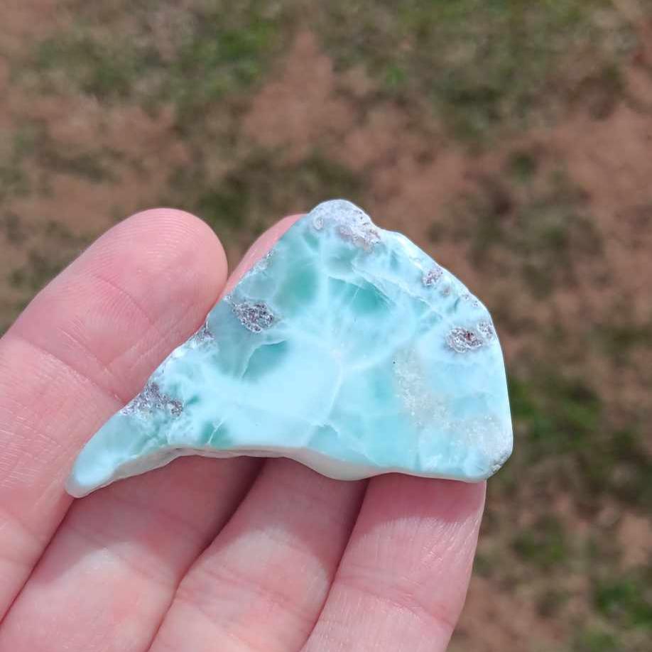 Bundle: 2x Larimar Glossy Polish Slabs 1x Polished Larimar Sphere