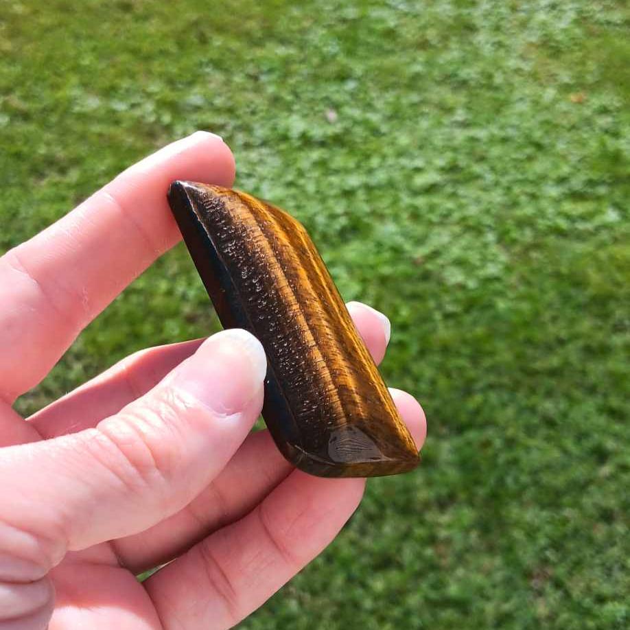 Carving: Tigers Eye Palm Stone 3 Inches