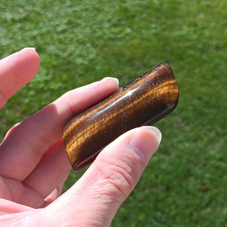 Carving: Tigers Eye Palm Stone 3 Inches
