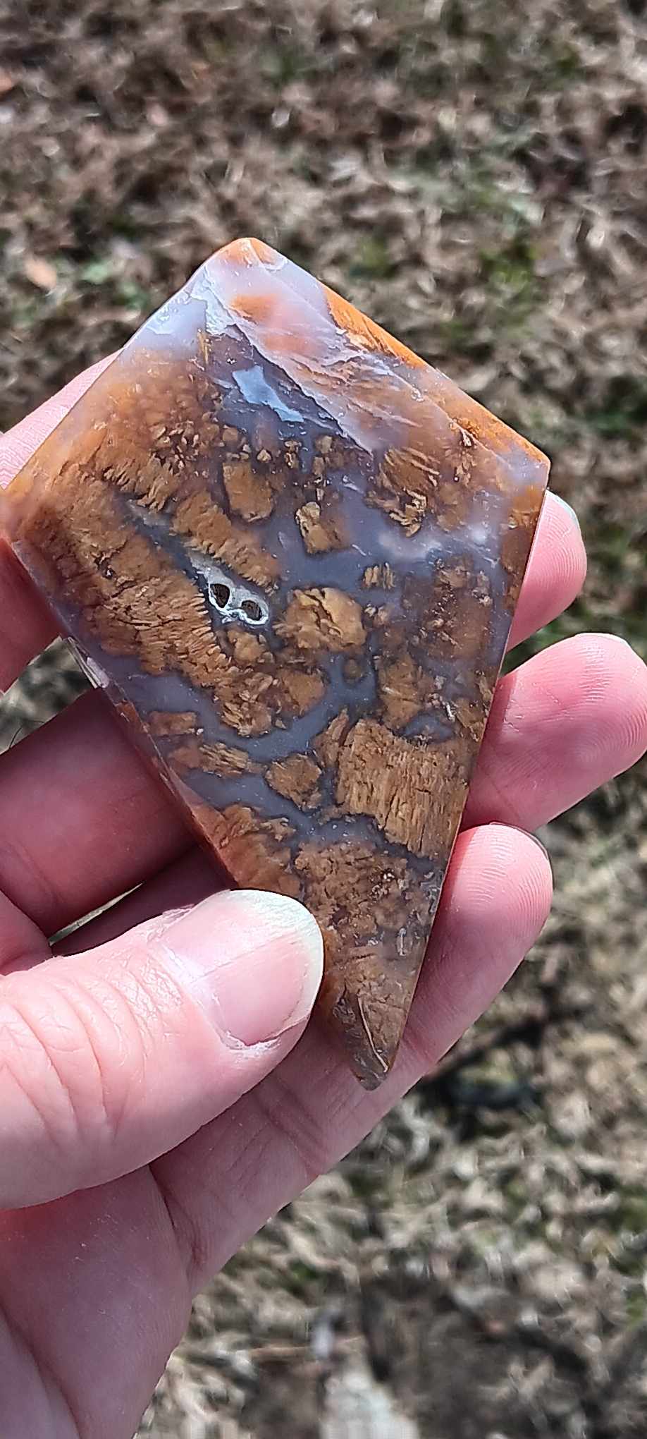 Carving: Fire Plum Agate Polished Kite 4 Inches