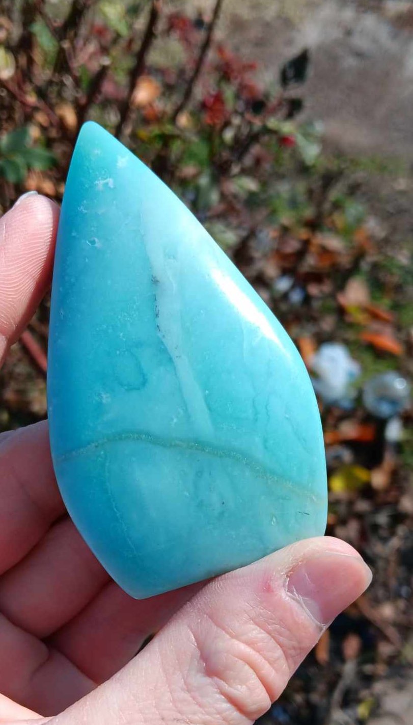 Carving: Caribbean Calcite Deep Blue Tear Drop Carving 3.5 Inches