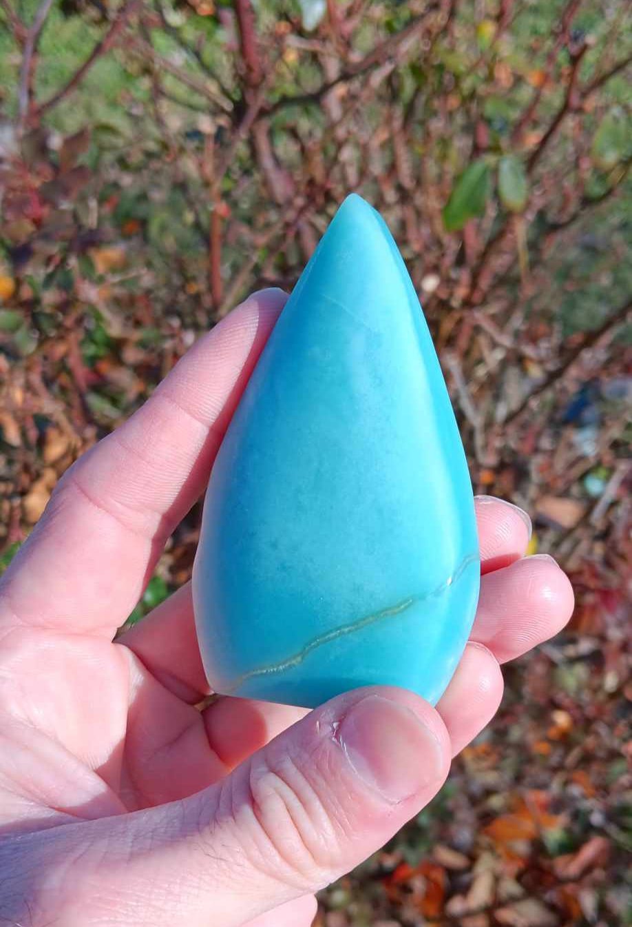 Carving: Caribbean Calcite Deep Blue Tear Drop Carving 3.5 Inches