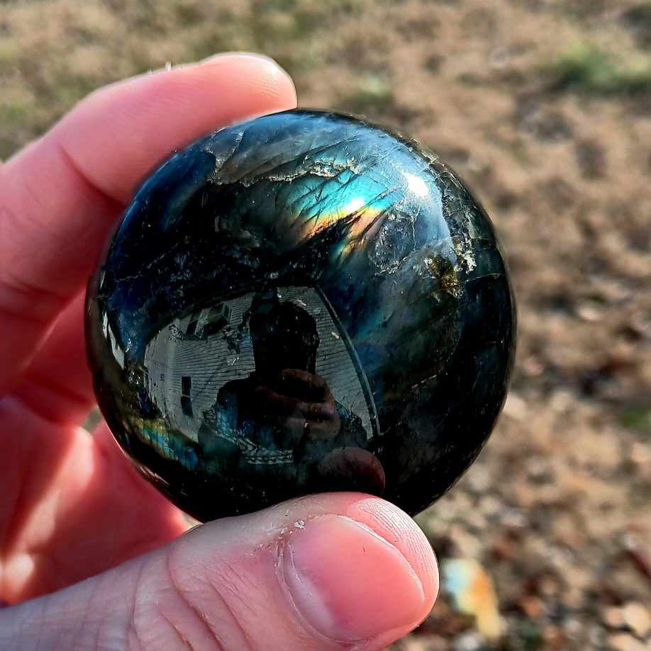 Brand New Orb: Flash Labradorite 195 Grams (with stand)