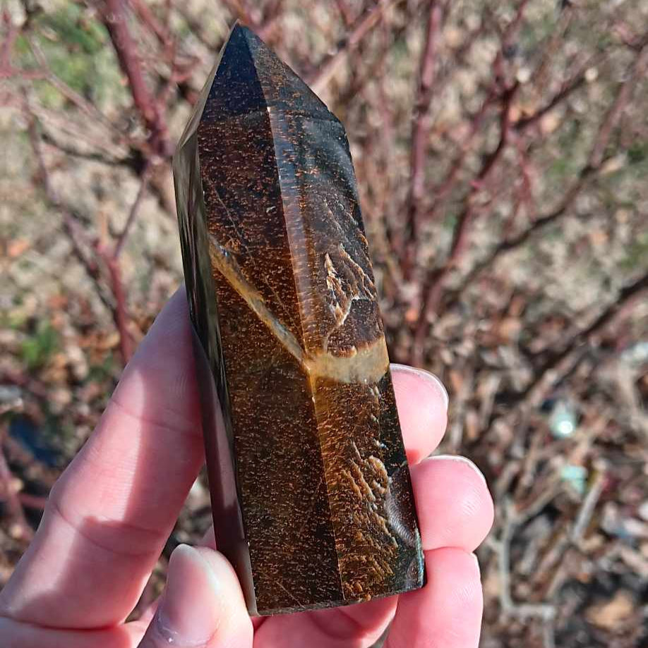 Obelisk: Tigers Eye 3.75 Inches