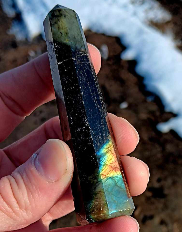 Obelisk: Flash Labradorite 3.5 Inches
