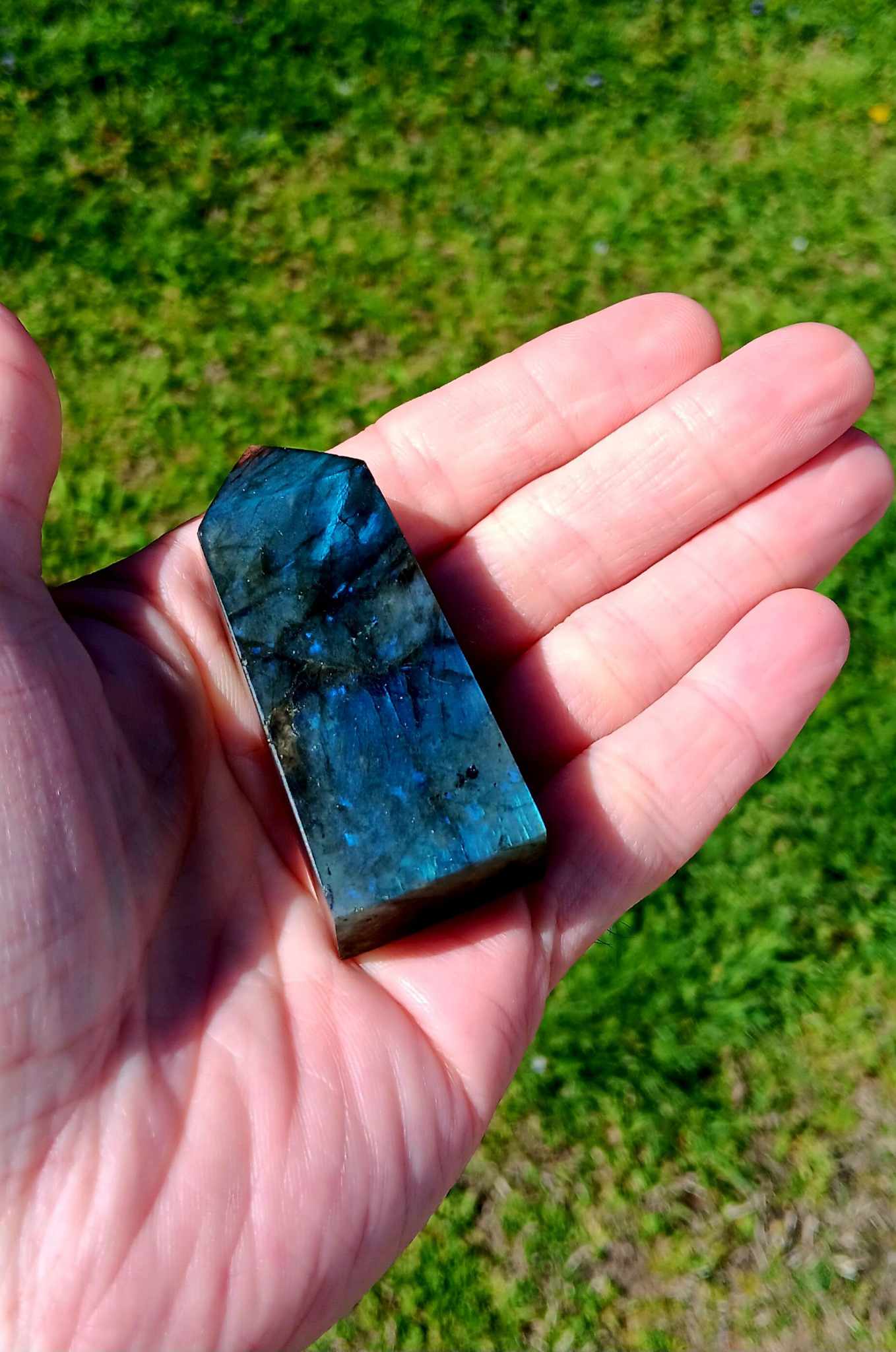 Obelisk: Flash Labradorite 3 Inches Intense Blue Flash