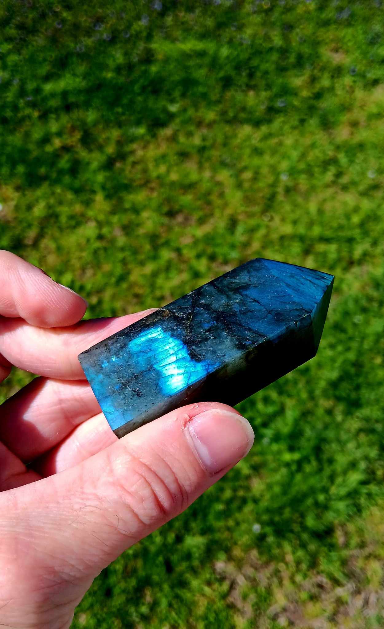 Obelisk: Flash Labradorite 3 Inches Intense Blue Flash