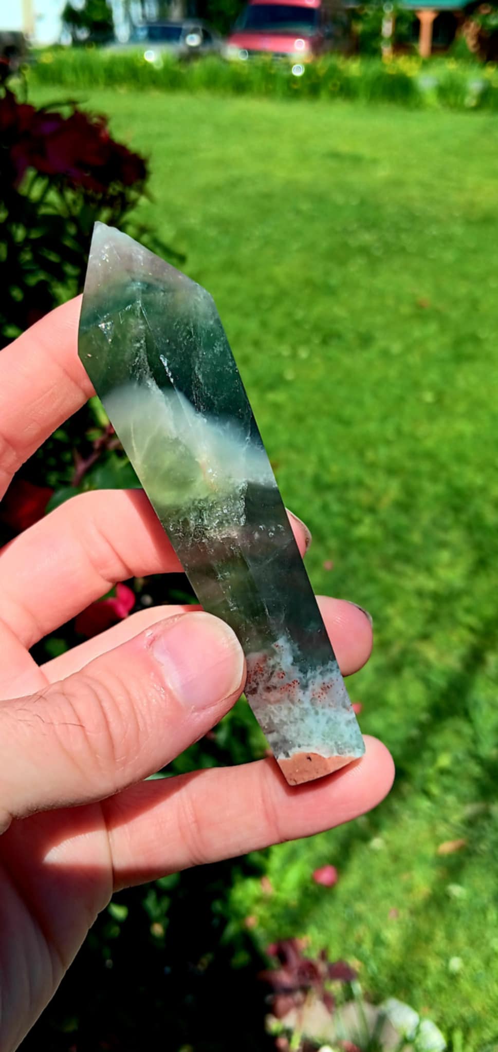 Wand: Rainbow Fluorite Light Green and Purple