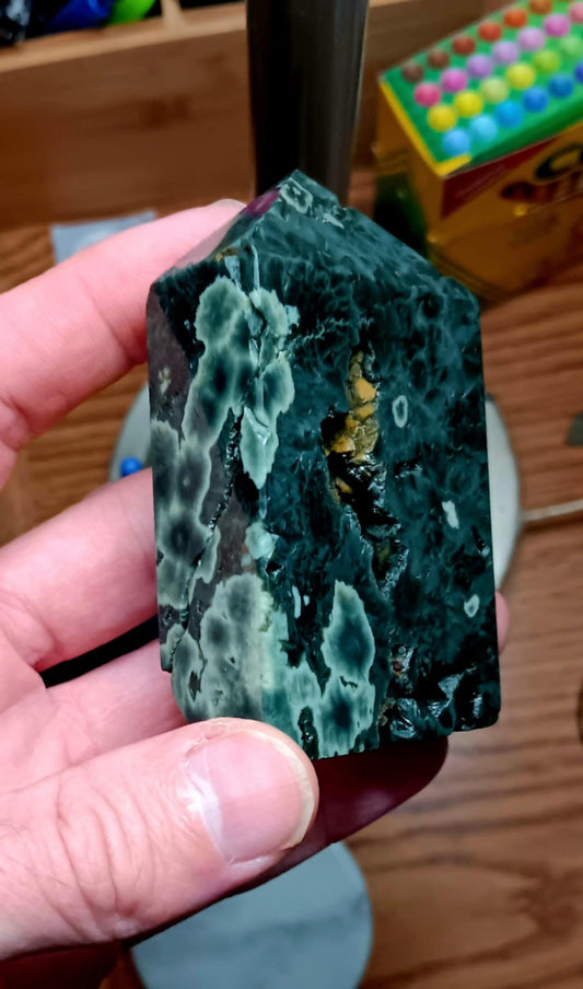 Brand New Obelisk; Ocean Jasper (Orbicular) 3 Inches