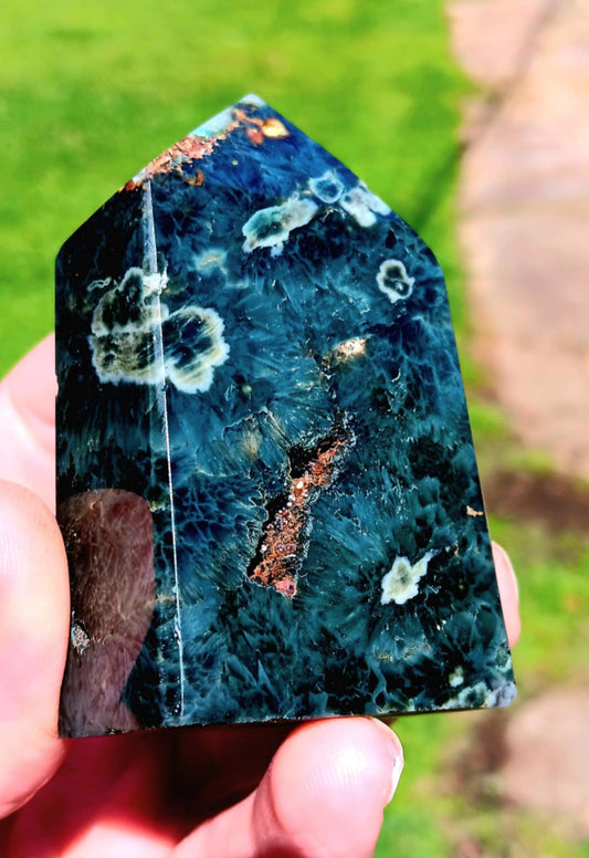 Obelisk: Ocean Jasper (Orbicular) 8th Vein 3 inches