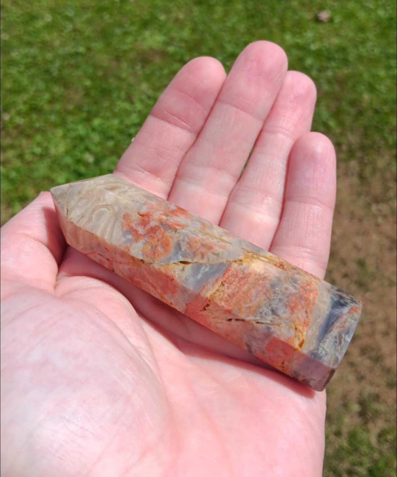 Obelisk: Mexican Crazy Lace Agate 4 Inches