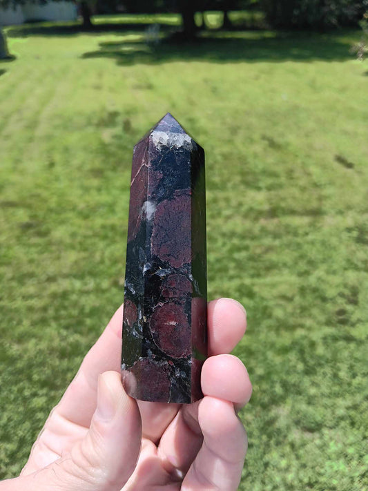 Obelisk: Garnet 4 Inches