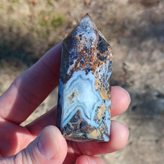 Brand New Obelisk: Fire Plum Agate 3 Inches