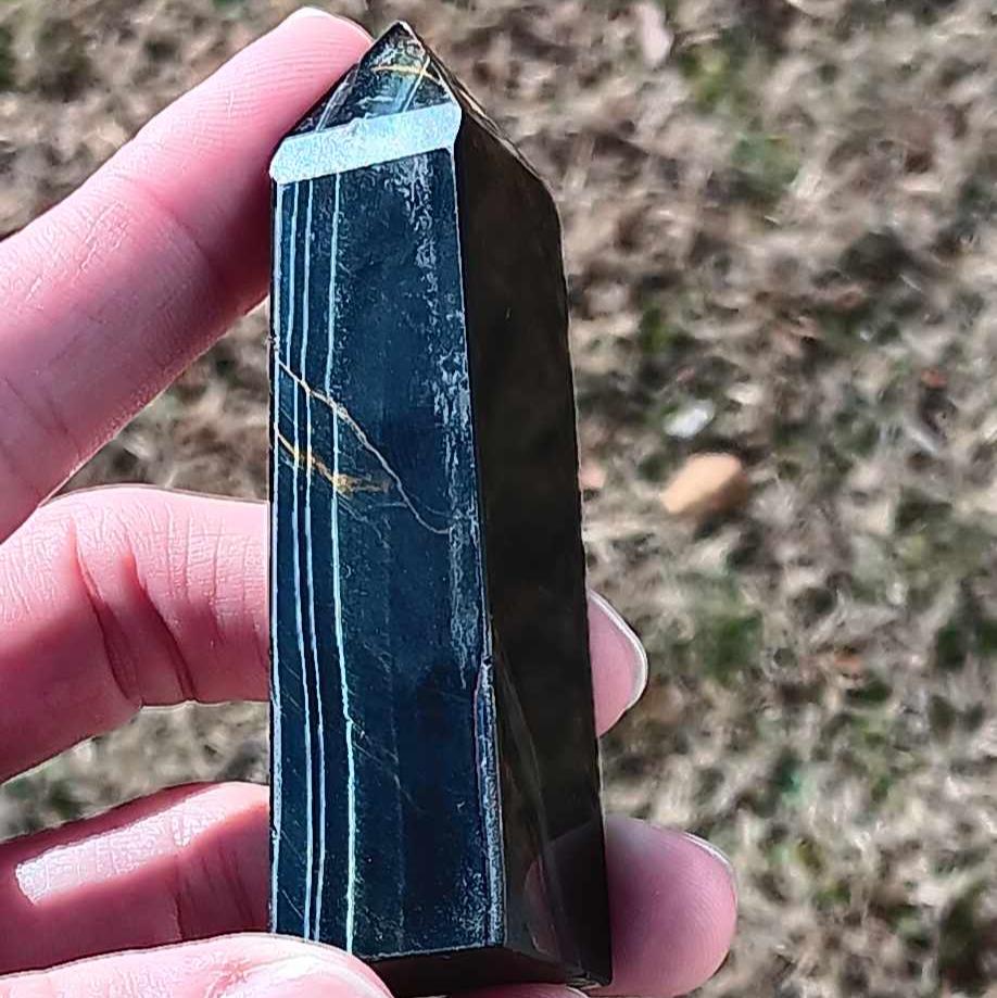 Brand New Obelisk: Blue Tigers Eye 3.5 Inches