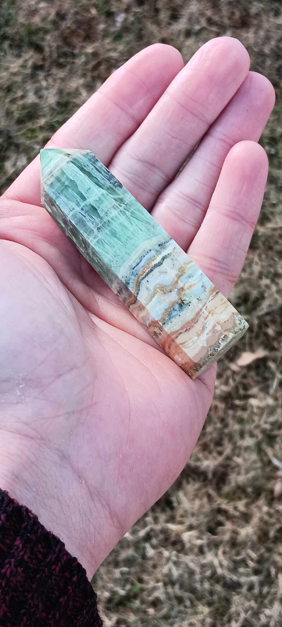 Obelisk: Caribbean Calcite Banded 3.5 Inches