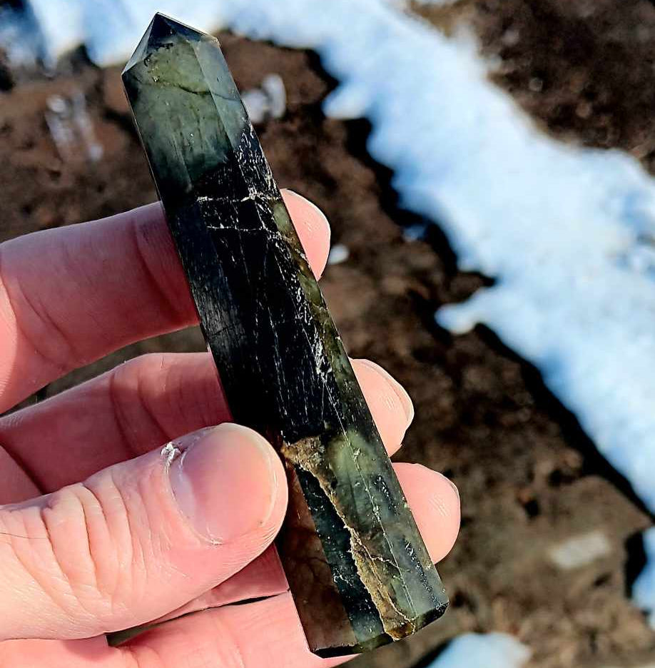 Obelisk: Flash Labradorite 3.5 Inches