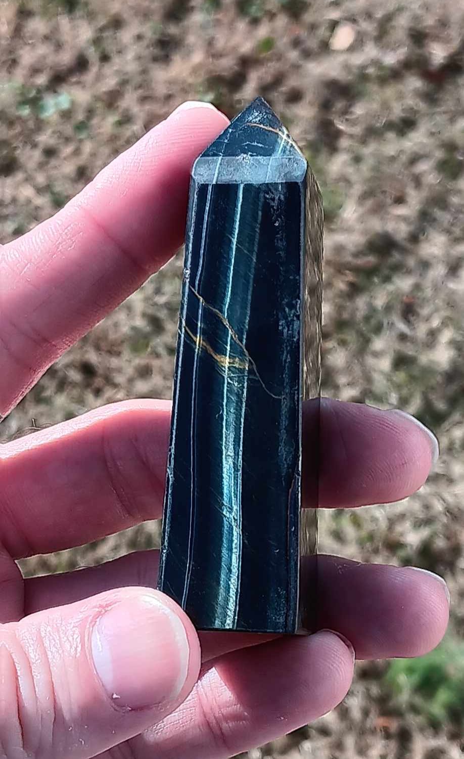 Brand New Obelisk: Blue Tigers Eye 3.5 Inches