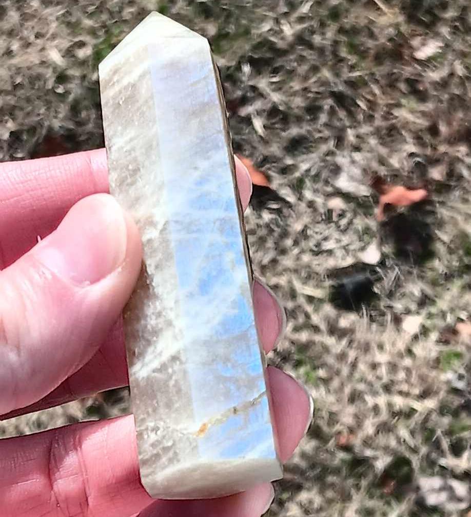 Brand New Obelisk: Moonstone Blue Flash 3.5 Inches