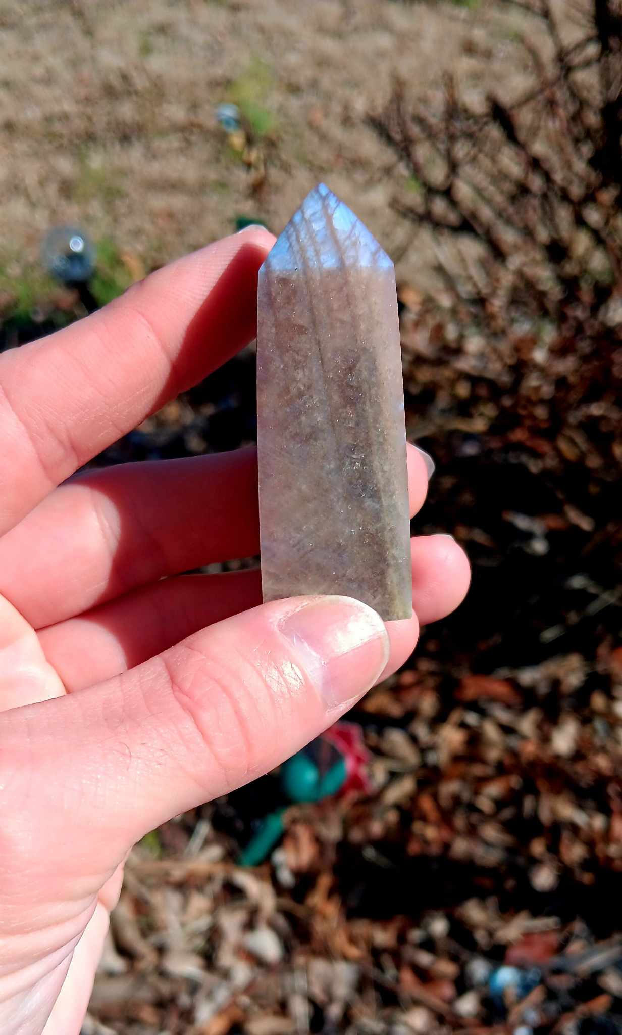 Obelisk: Moonstone Bright Blue Flash 3 Inches