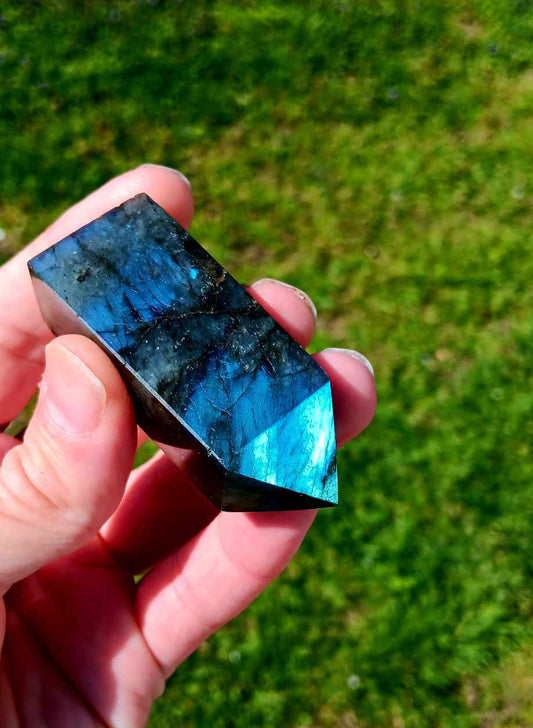 Obelisk: Flash Labradorite 3 Inches Intense Blue Flash
