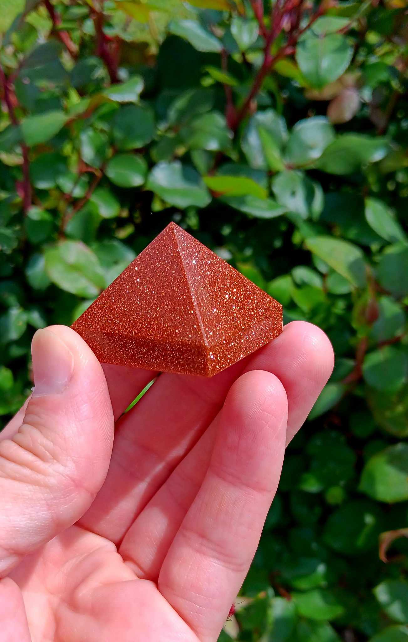 Pyramid: Red Goldstone Beautiful Sparkles