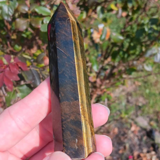 Obelisk: Tigers Eye With Flash 4 Inches