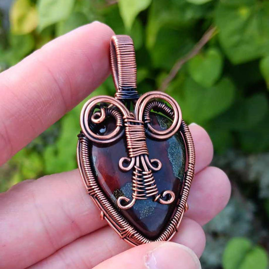 Brand New Wire Wrap Pendant: Dragons Blood Jasper