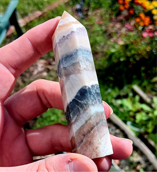 Brand New Obelisk: Banded Fluorite 3.5 Inches