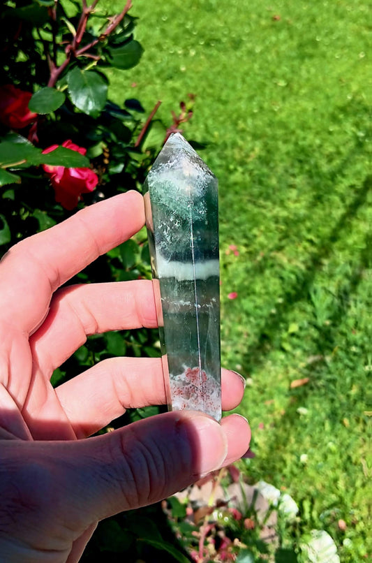 Wand: Rainbow Fluorite Light Green and Purple