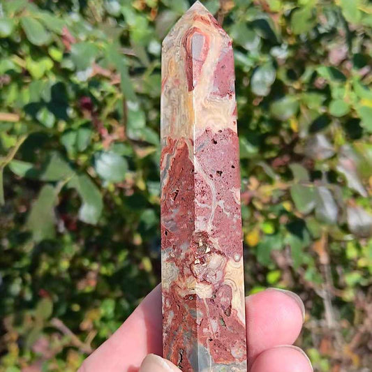 Obelisk: Mexican Crazy Lace Agate 3.75 Inches