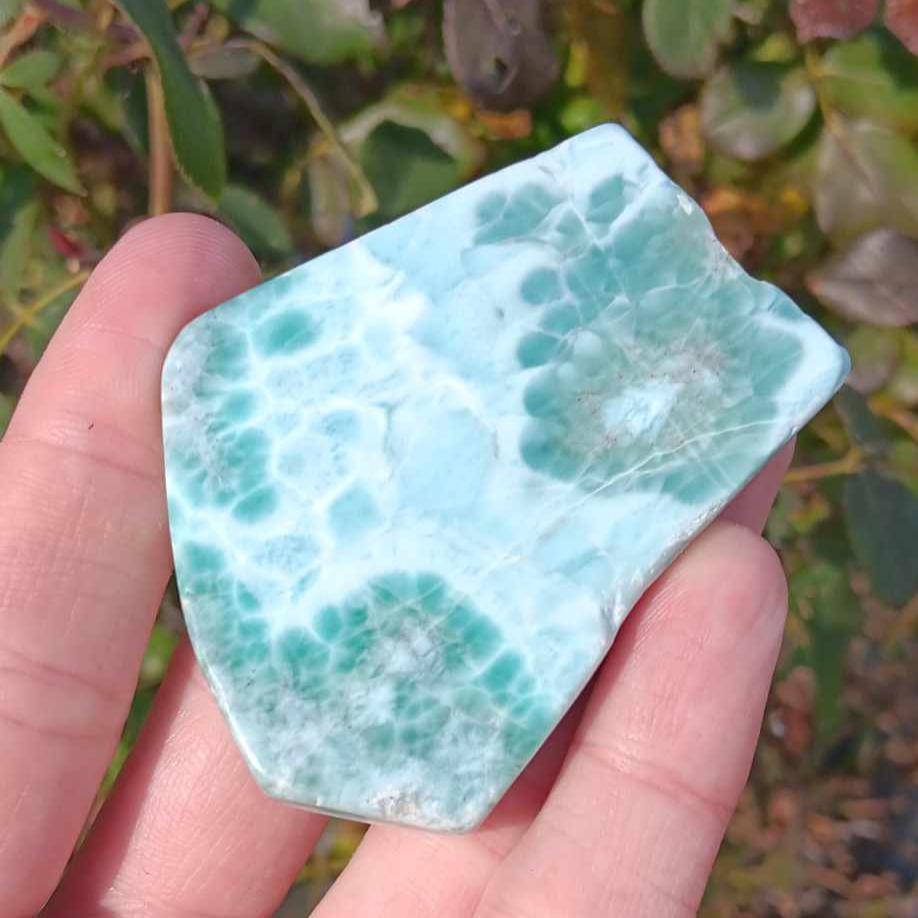 Brand New: Gloss Polish Larimar Slab Deep Blues/Greens 72 Grams