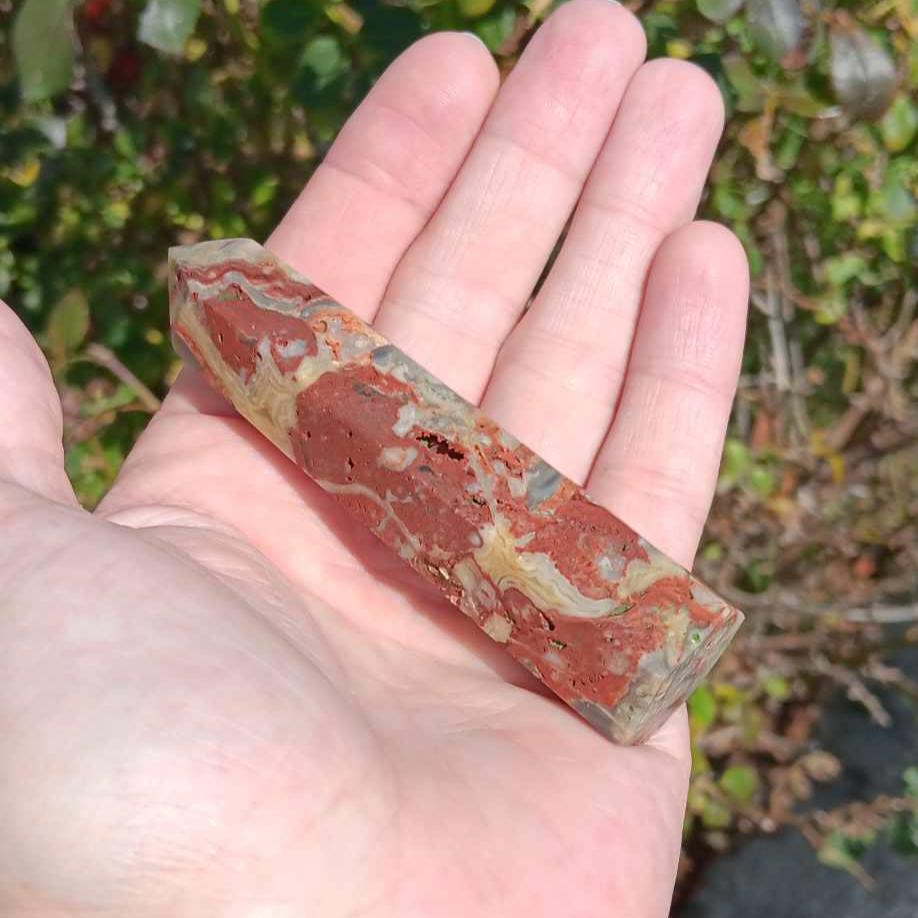 Obelisk: Mexican Crazy Lace Agate 3.75 Inches