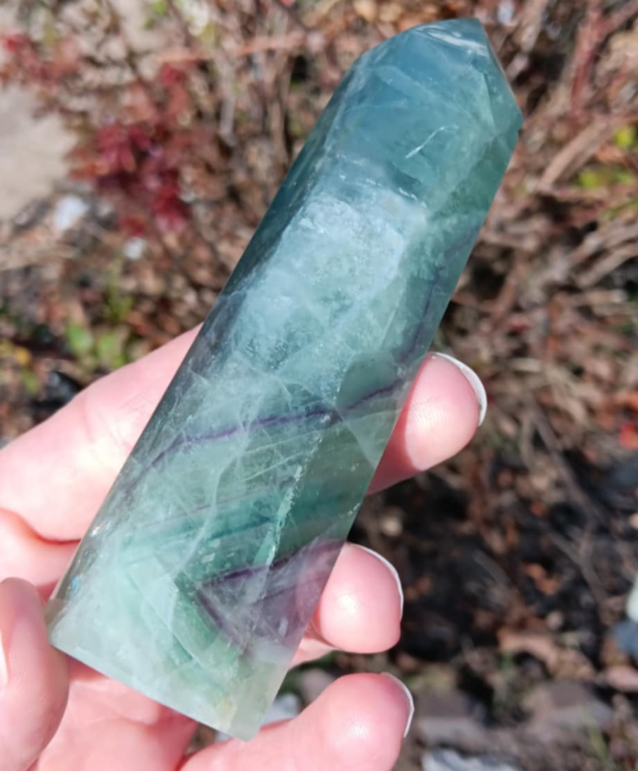 Brand New Obelisk: Light Rainbow Fluorite Tower 4.75 Inches