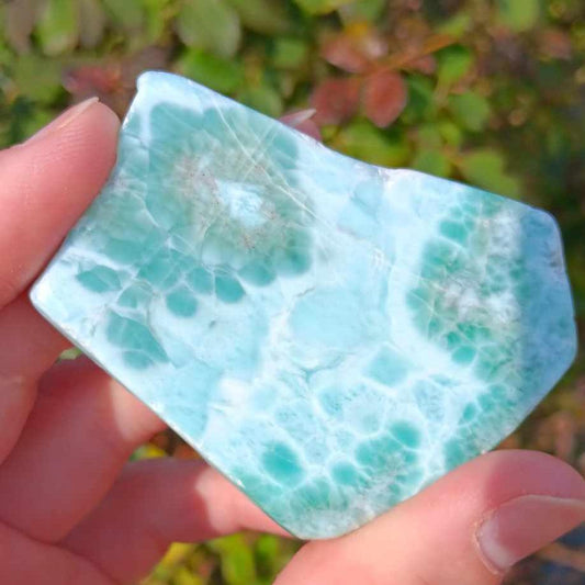 Brand New: Gloss Polish Larimar Slab Deep Blues/Greens 72 Grams